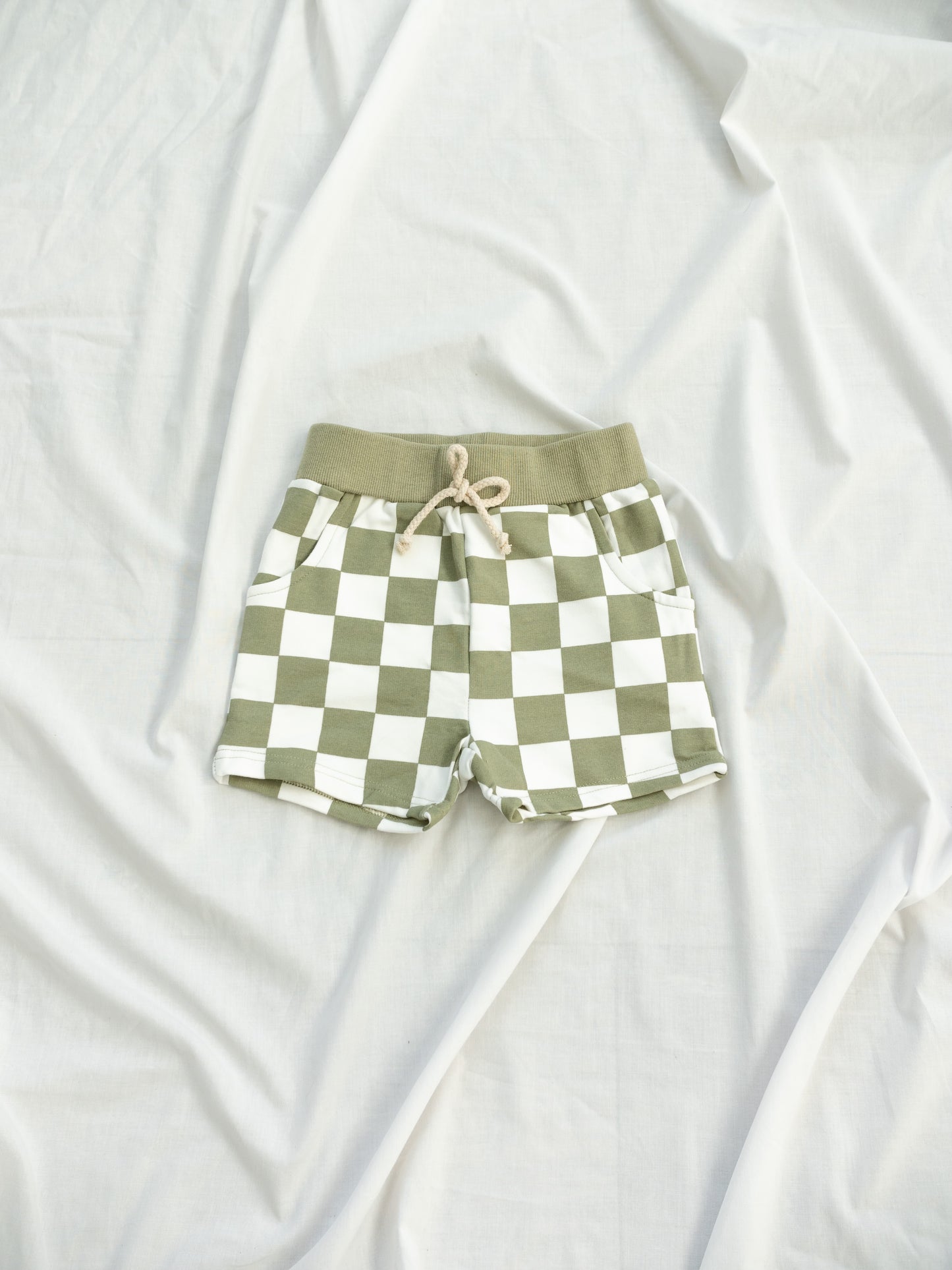 Taylor shorts, organic baby clothing, green. 